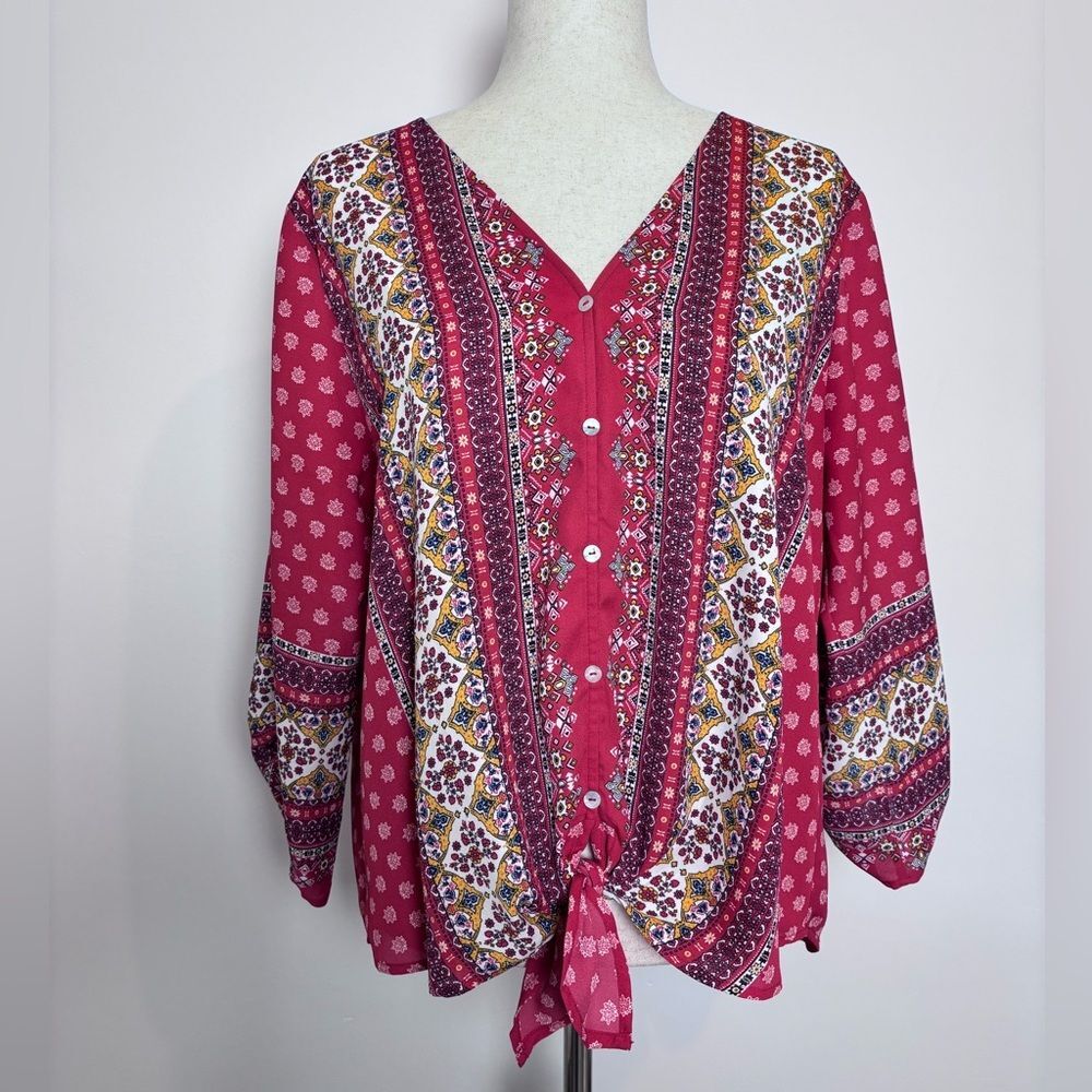 West Kei Bohemian Print Blouse semi sheer